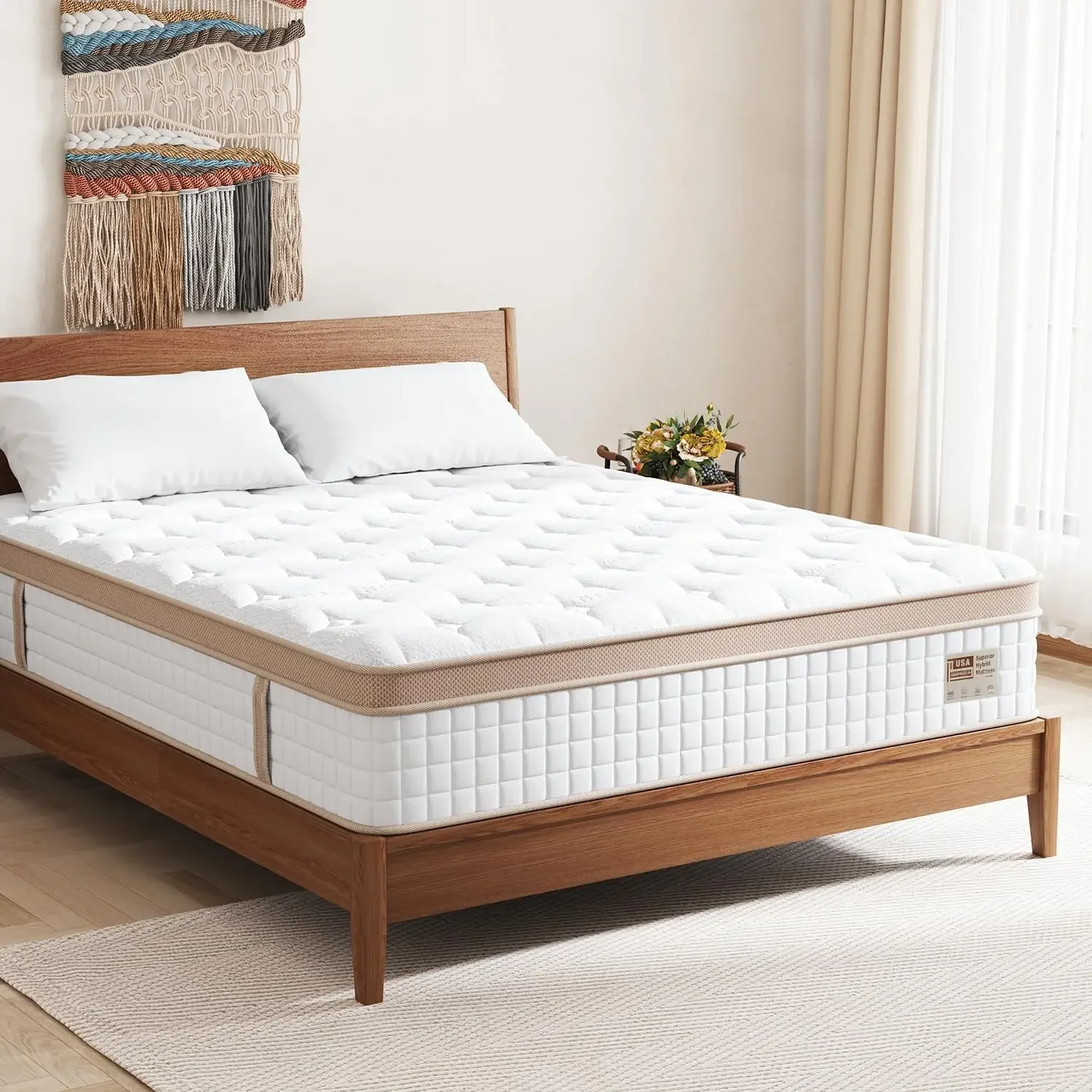 14 Inch Hybrid Mattress in A Box with Gel Memory Foam Pocket Spring Motion Isolation No Fiberglass