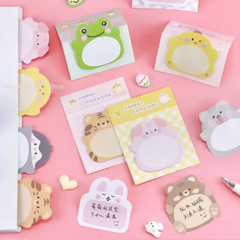 Adhesive Kawaii Cartoon Animals Sticky Note Notepad Message Memo Pad Cute Creative Office School Supplies Stationery Sticker