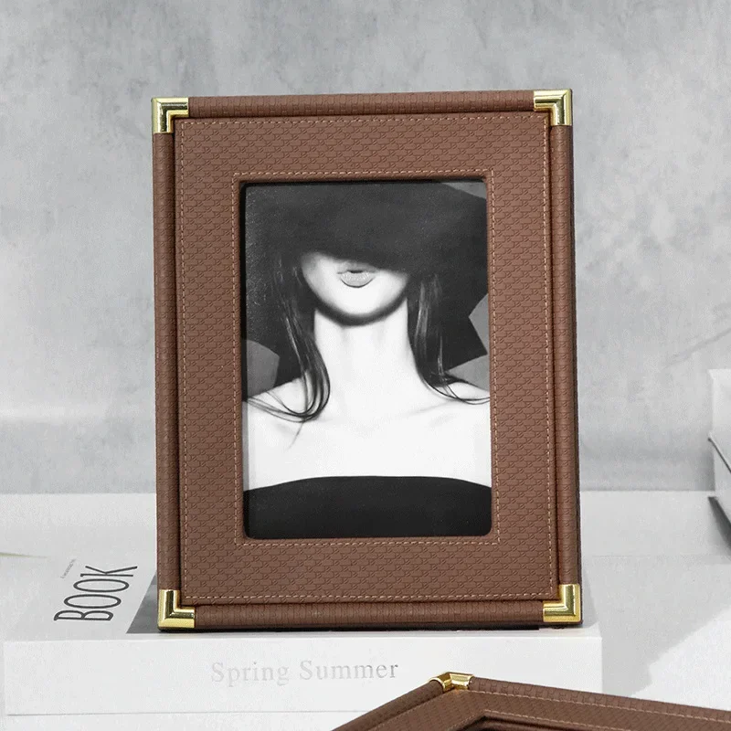 Minimalist Creative Leather Picture Frame 6 Inch & 7 Inch Desktop Photo Frame for Home Decor Stylish Tabletop Display
