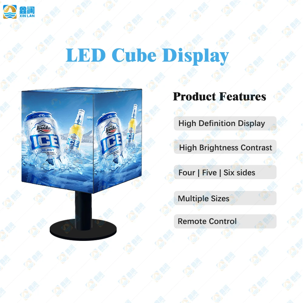 P1.86 P2 P2.5 Video Wall Advertising DJ Rotating 6 Side Magic Cube Sign LED Cube Display Screen For Exhibition Hall