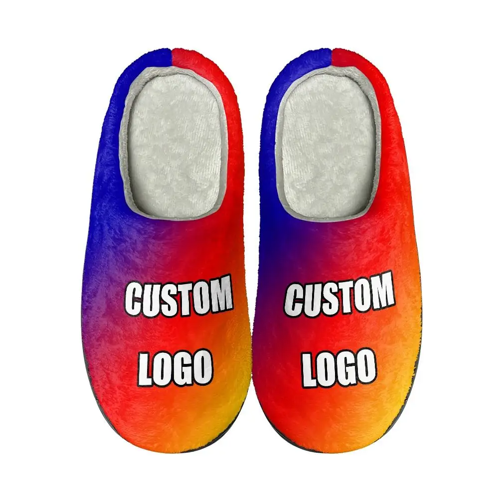 Custom Your Image Print Winter Shoes for Men Women Mules Half Shoes Slippers Non-Slip Cotton Slipper Unisex Couple Warm Slides