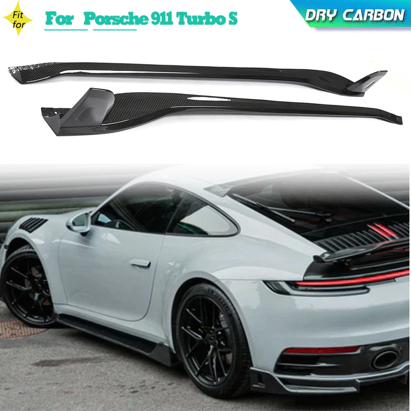 Dry Carbon Car Side Skirts Extensions for Porsche 911 Turbo S Coupe Convertible 2-Door 2019-2023 Side Bumper Apron Lip Body Kits