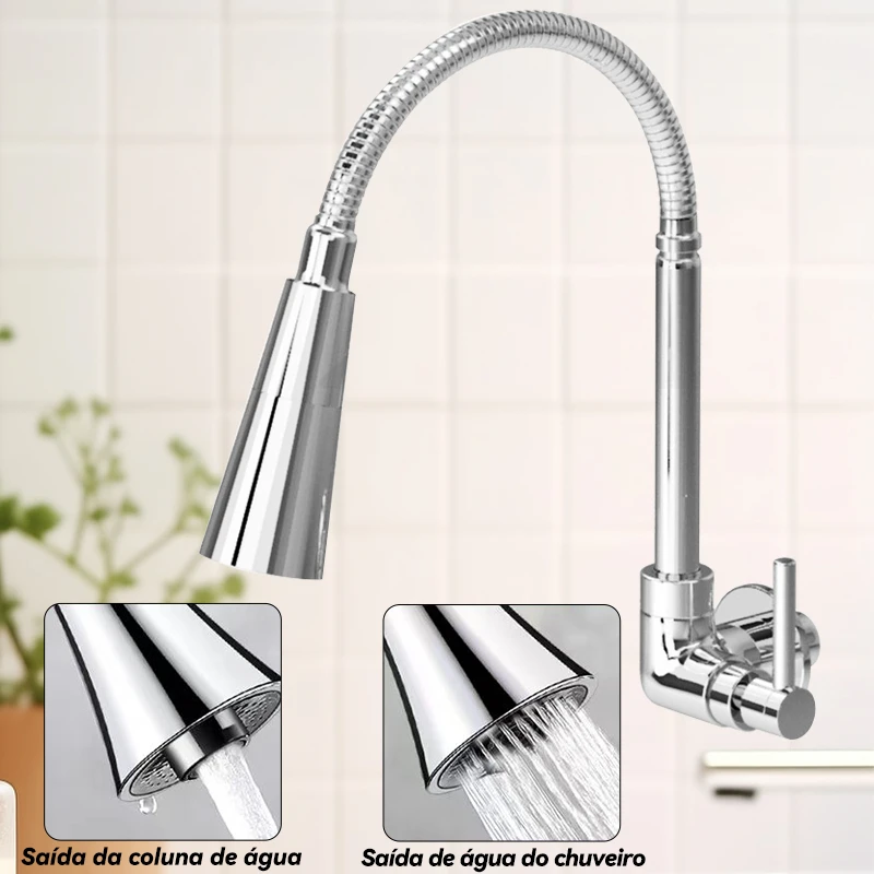 Gourmet Kitchen Wall Faucet, Flexible Kitchen Sink Faucet-Double Jet