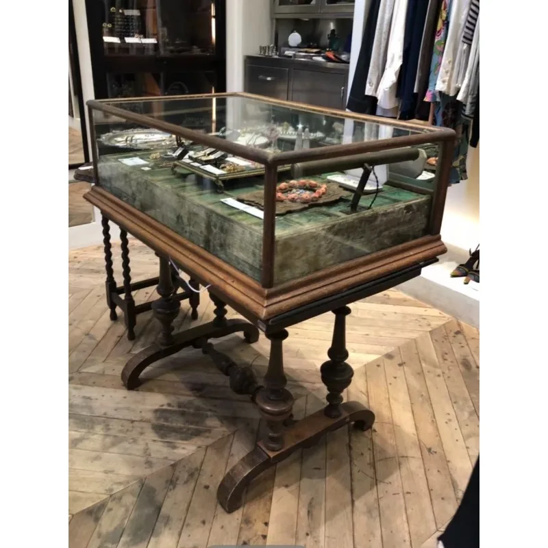 Medieval style solid wood display cabinet jewelry necklace assembly table