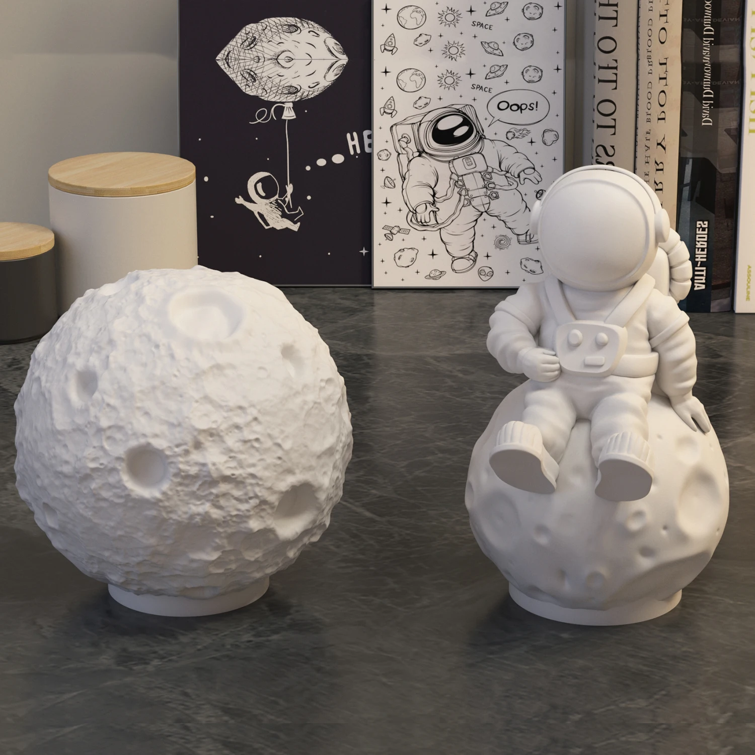 LZ022 3D Astronaut Silicone Candle Mold DIY Outer Space Platform Star Rocket Spaceman Gypsum molds For Craft Decoration