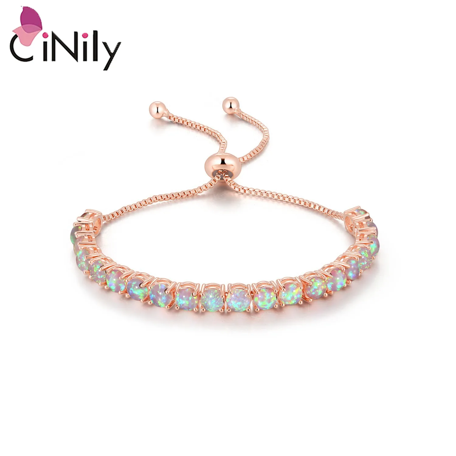 CiNily Color Optional Opal Stone Silver Plated Bracelets for Boho Style Gift For Women Female Fine Jewelry Sliding Bracelet