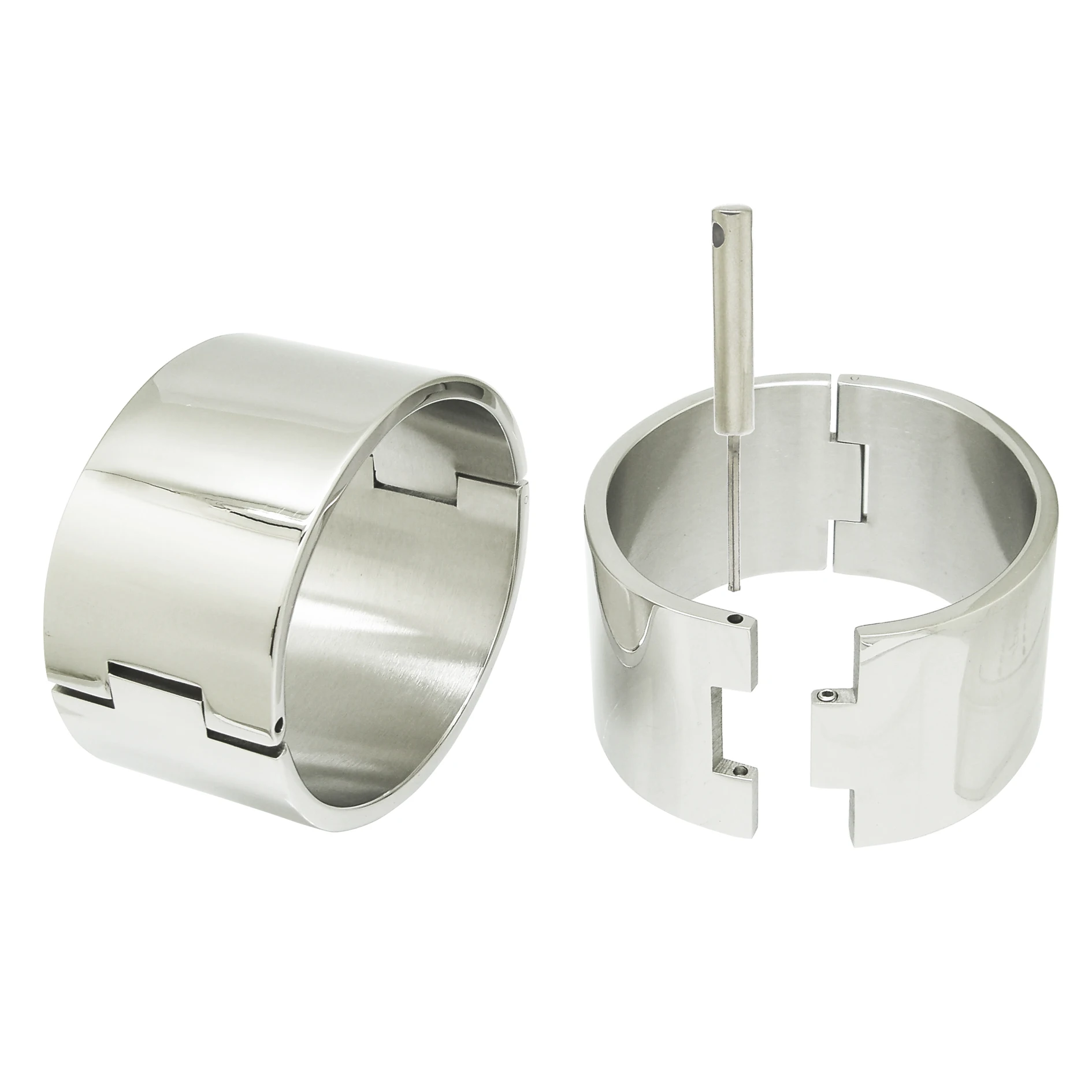 Stainless Steel Golden Wrist Ankle Cuffs Lockable Bangle Slave Bracelets Jewelry