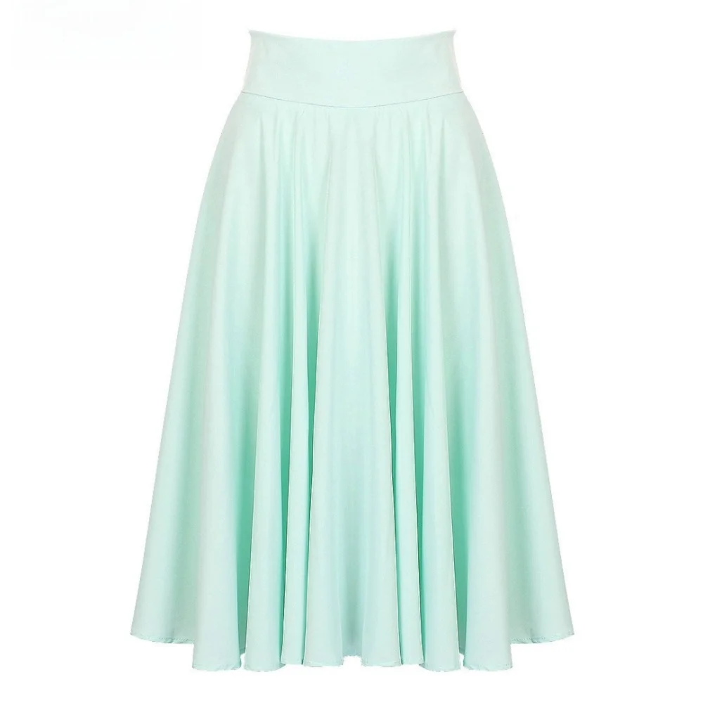New Solid Color High Waist Skirt Bohemian Style Casual Mid-length Skirt Pleated Skirt Women's