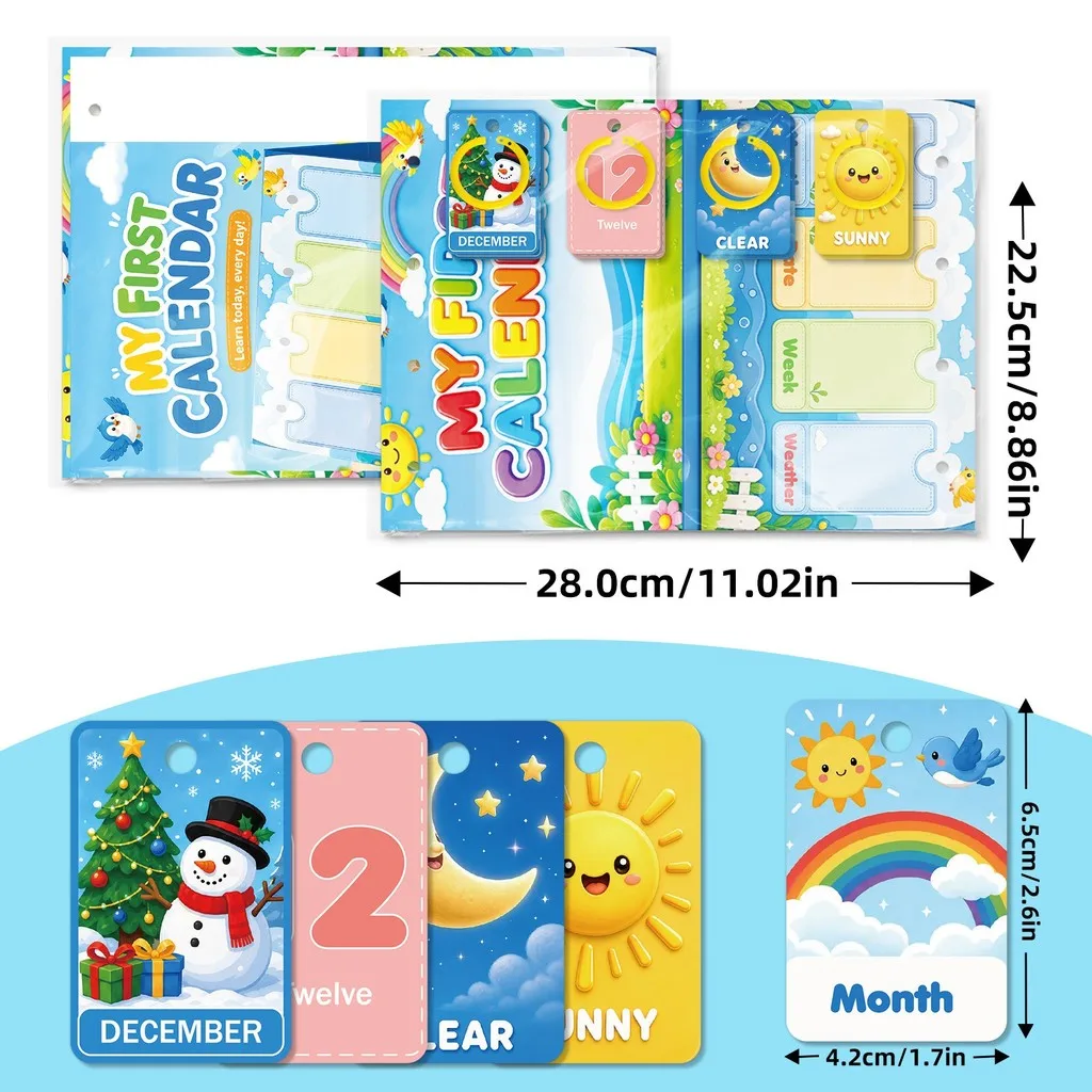 80Pcs Month Date Week Weather Educational Cognitive Cards for Kids Children Language Development Vocabulary English Flashcards
