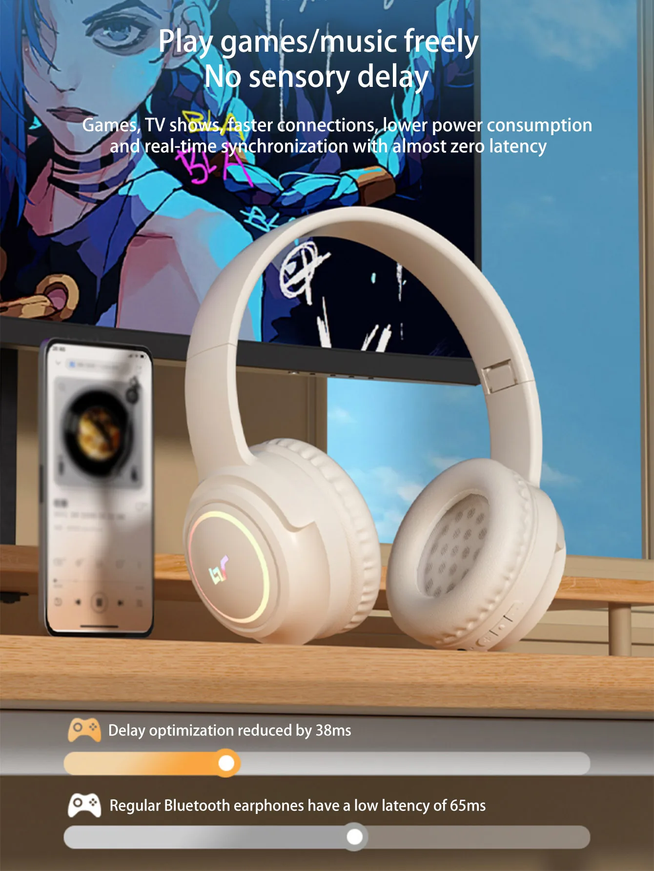 Headset Bluetooth headphones, with light effect, Bluetooth 5.3，wireless Bluetooth headphones For Apple iPhone Xiaomi Phone