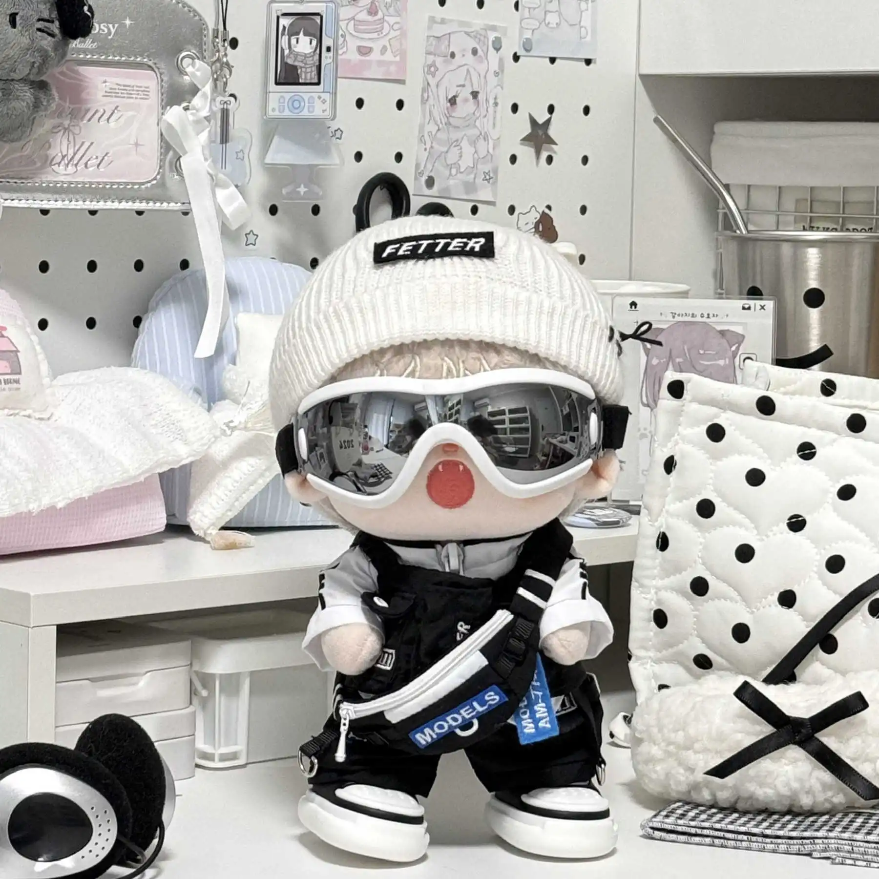 20cm Doll Clothes Extreme Speed Signal Vest Pants Bag Hat Goggles Ski Suit  Plushies Plush Doll Accessories Anime Toy Kids Gifts