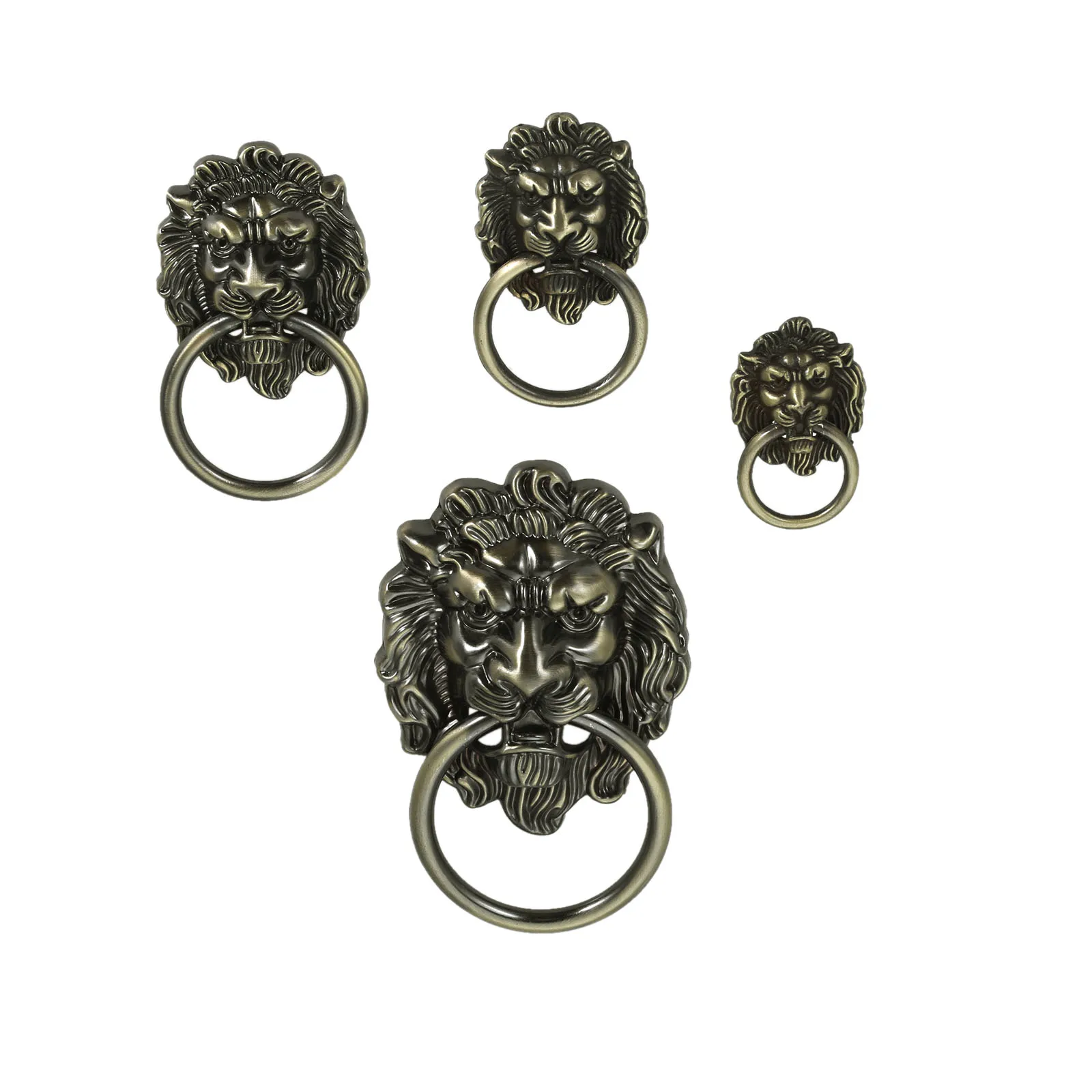 Vintage Lion Head Cabinet Knobs and Handles Furniture Door Antique Furniture Handles Cabinet Drawer Pull Handle Knob Ring