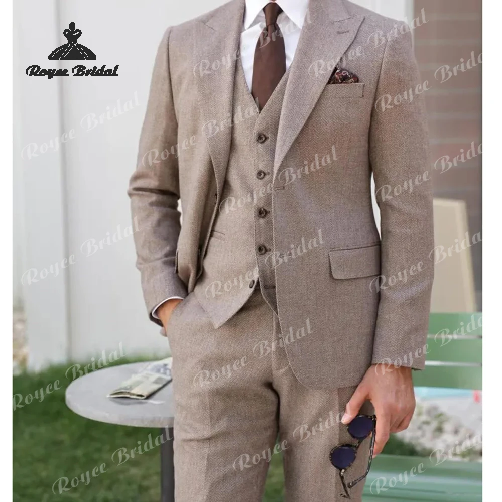 Dreiteilige Hochzeits-Herrenanzüge mit einem Knopf, moderner, schmal geschnittener Blazer, Jacke, Weste, Hose, Abschlussball, Party, Anzüge, Kostüm für Herren