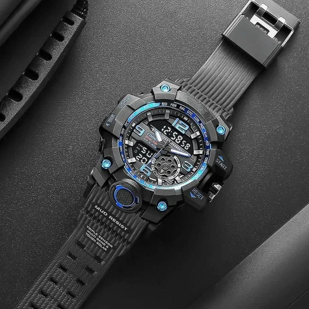 Alloy Military Style Watch Night Glow Waterproof Dual Display Quartz Electronic Watch Outdoor Tactical Men\'s