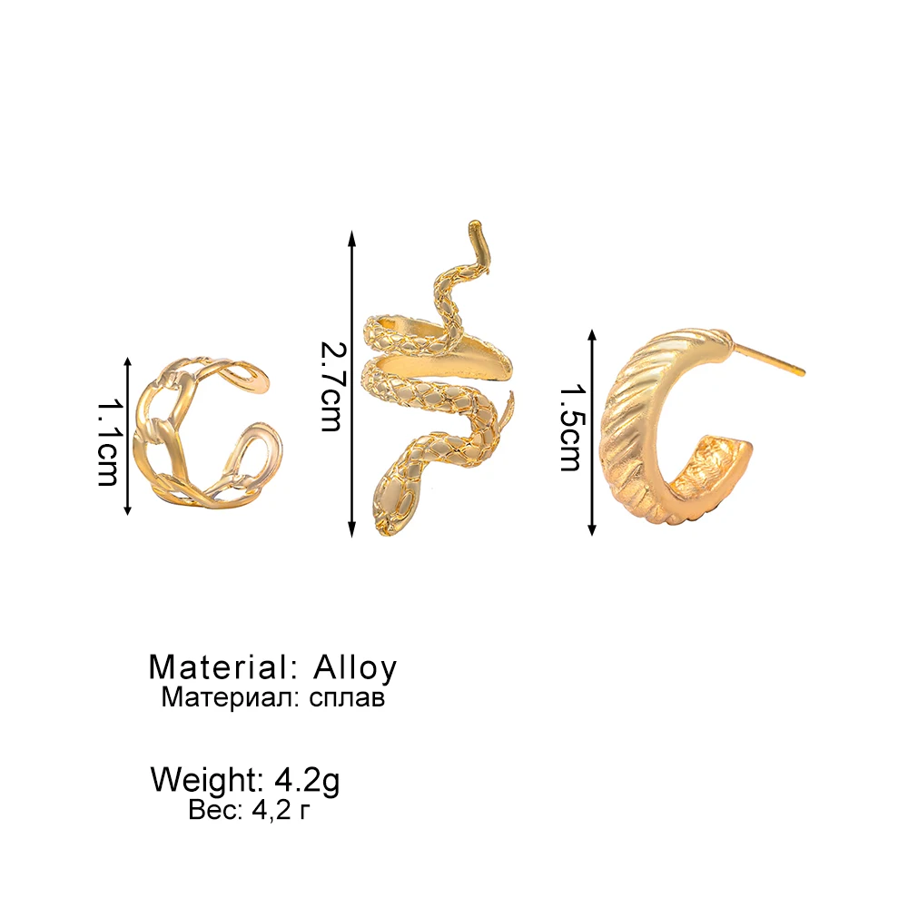 IFMIA Vintage Snake Earrings for Women Charm Gold Color Round Ear Clips Female 2022 Trend Ear Cuffs Valentine\'s Day Gift Jewelry