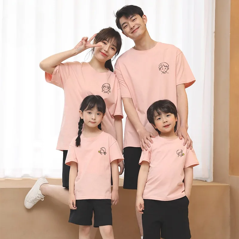 Summer Family Matching Clothes Cotton T shirts Matching Family Outfits Daddy Mommy Daughter Son Short Sleeve Cute Family Look