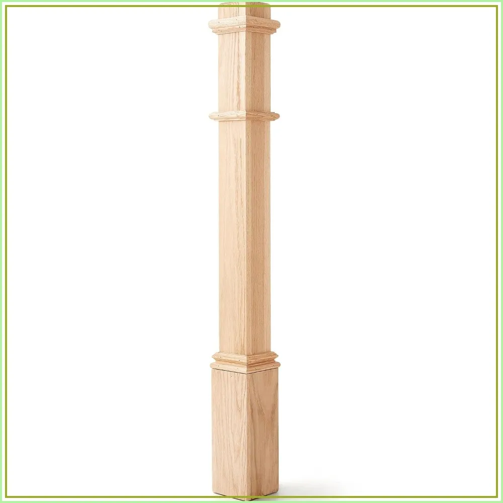 48 Inch Red Oak Stair Newel Post with 3 1/2