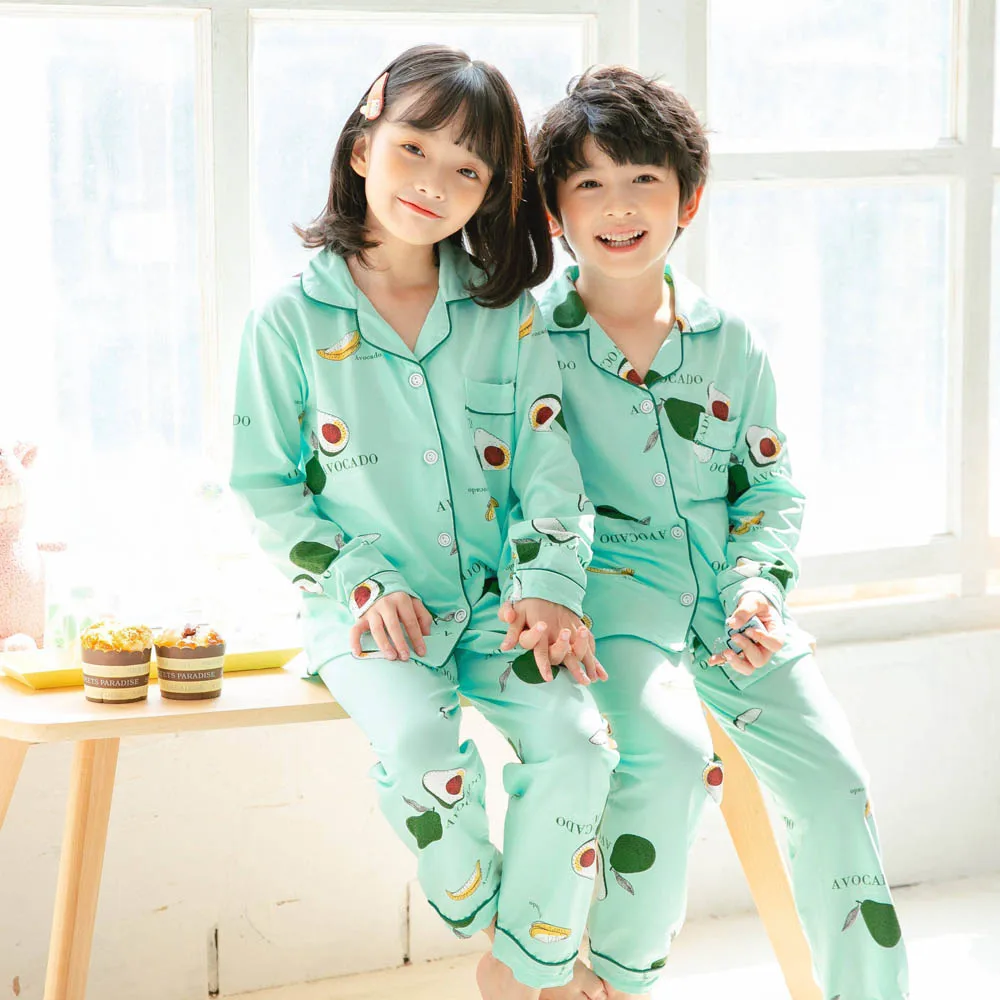 Children Cotton Pyjamas Set Baby Sleepwear Pijama Cartoon Print Pajamas Suit Boys Girls Sleepwear Set Autumn Kids Loungewear