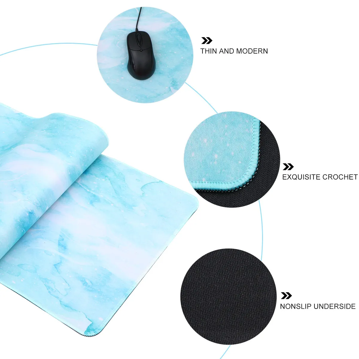 Marble Printing Mouse Pad 80x30x0.2cm Stylish Fashionable Anti Slip Bottom Heavy Duty Professional Mouse Mat for Long Hours