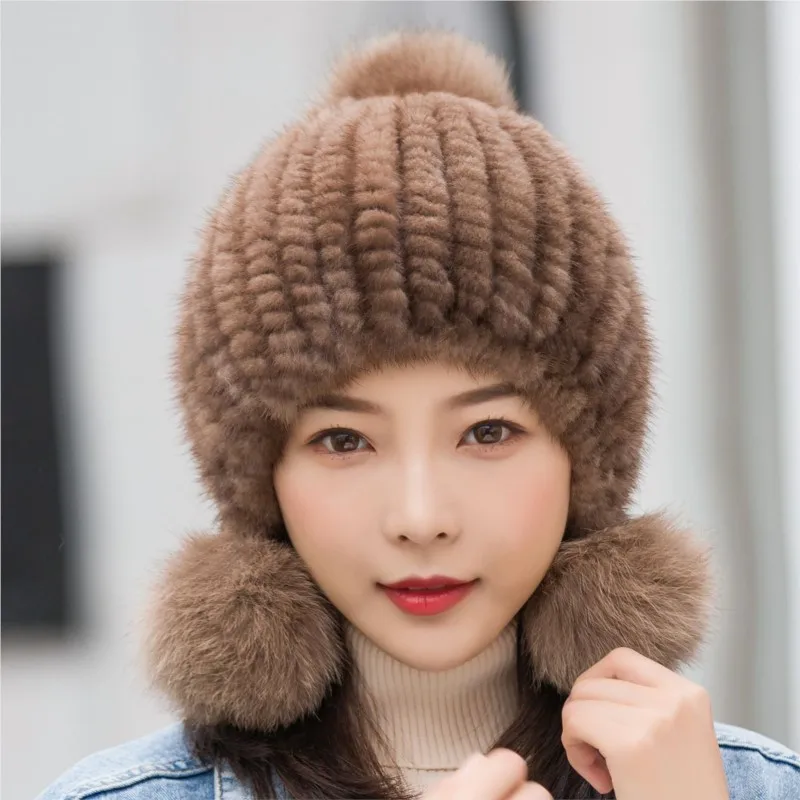 Fur hats for women in autumn and winter new styles warm ear-protecting cute balls
