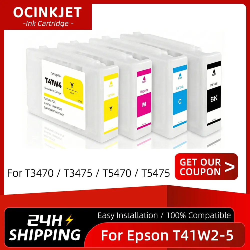 

For Epson T41W2 T41W3 T41W4 T41W5 Compatible Ink Cartridge SureColor T3470 T3475 T5470 T5475 Printer Ink Bag With Pigment Ink