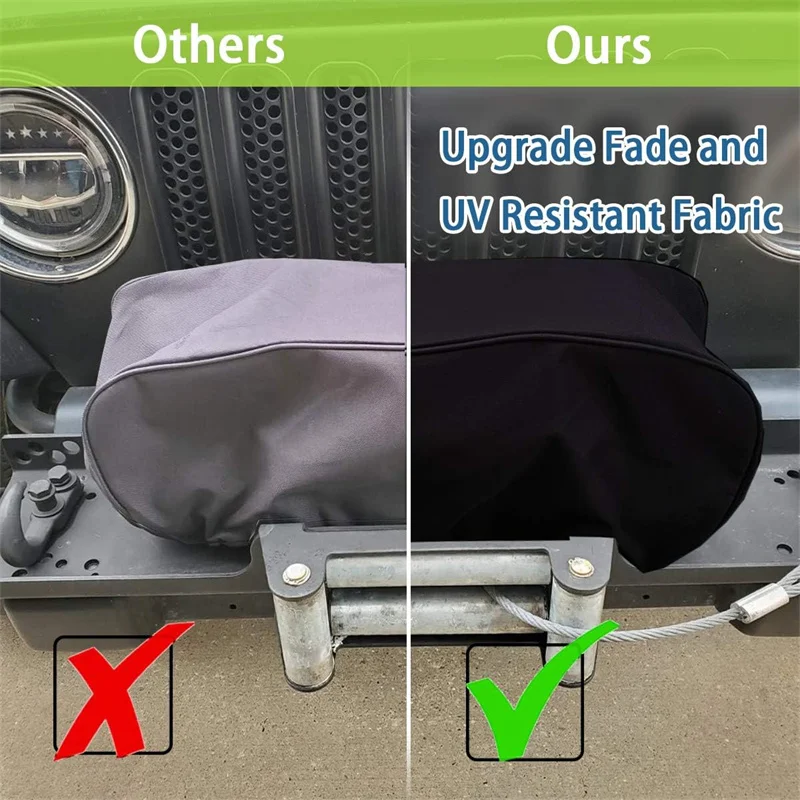 1/2PCS Durable 600D Soft Waterproof Winch Dust Cover Driver Recovery 8,000 -17,500 Lbs Black Car Accessories