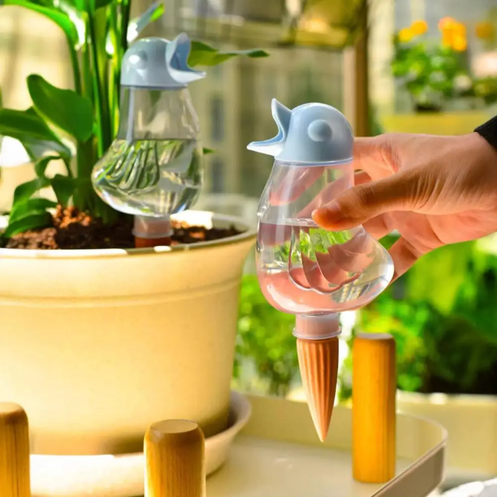 Bird Self Watering Spikes Clear Bird Bulb with Terracotta Spike Automatic Watering Spikes Plant Watering Device for Potted Plant