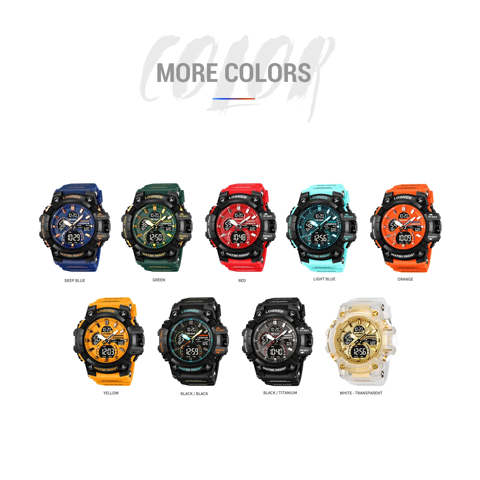 Mode LOQNCE 98007 Mannelijke montre homme Uur Sport Horloges Digitale Chronograaf Horloge Heren LED Chrono Week Horloges