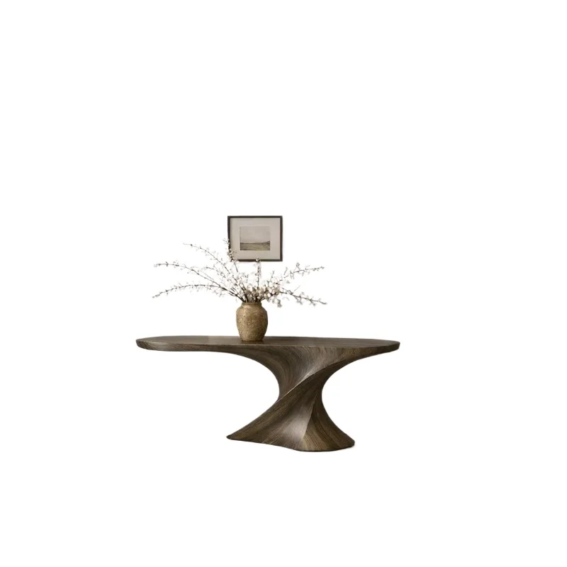 Handcrafted modern solid wood base console table for use in living rooms, apartments, hotels, restaurants, and schools