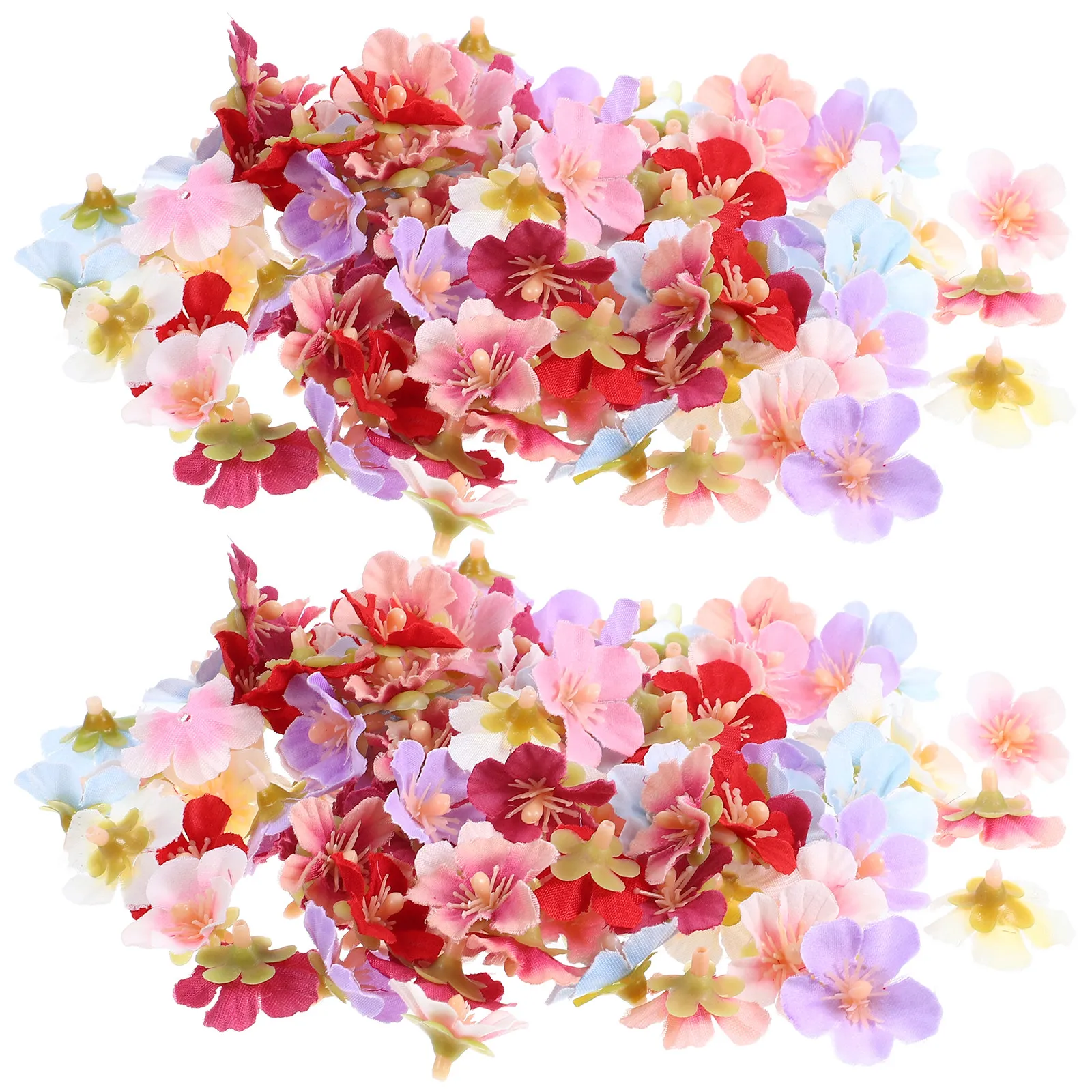 100Pcs Small Faux Cherry Blossom Flower Heads Delicate Lifelike Craft Flowers for Hair Clips Headbands Hats Clothing DIY