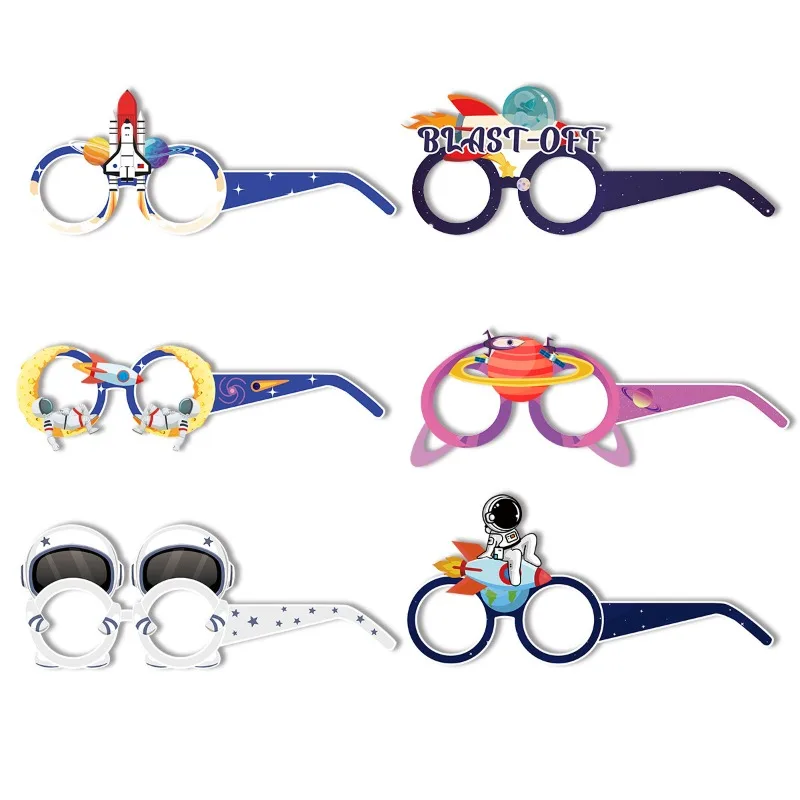 Décorations de fête sur le thème de l'espace pour l'anniversaire de bébé, lunettes en papier astronautes, style exquis, personnalisées, tendance, nouveau festival, mignonnes