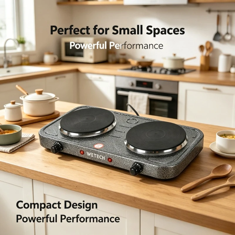 Set Piastra Elettrica Portatile: Fornello Singolo 1500W/Doppio 2000W e Piano Cottura a Induzione 800W 220V per Casa, Cucina e Campeggio