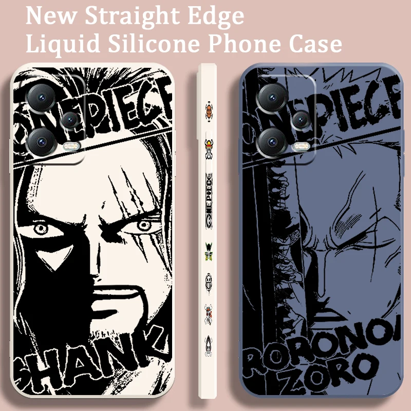 Anime One Piece Zoro Sanji For Xiaomi Redmi Note 14 13 13R 12 12R 11 11E 11T 11S Pro Plus 5G Liquid Left Rope Phone Case