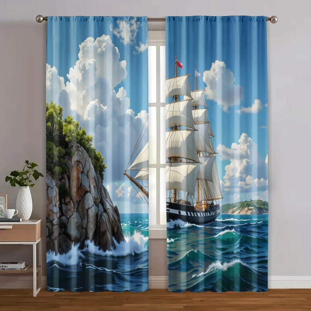 

2pcs, Window Curtain Haiyangfeng Home Furnishing Polyester (without rod) Versatile All for Living Room, Semi-Sheer Polyester