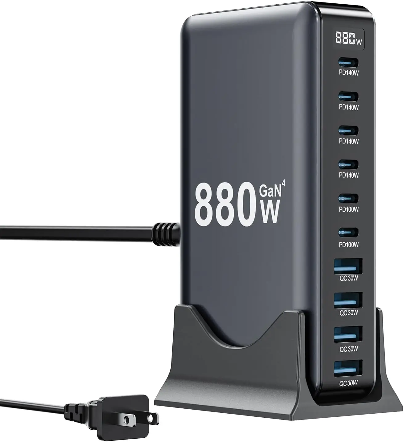 

Зарядное устройство USB-C мощностью 880 Вт, 10-портовая GaN IV зарядная станция, быстрая зарядка для ноутбуков и телефонов