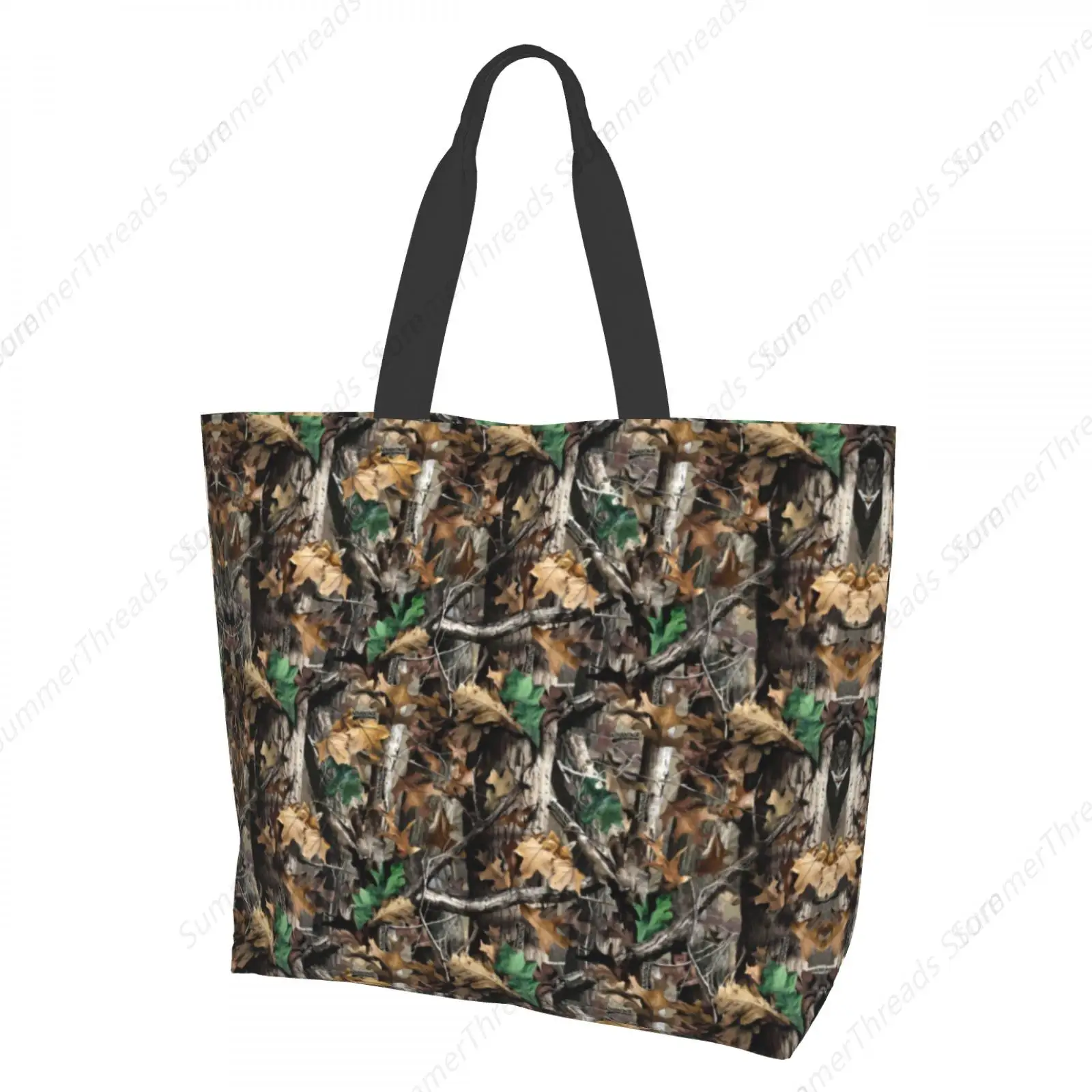 

Woodland Camouflage Tote Bag for Women Large Print Bags Portable Beach Bag Reusable Grocery Bags Waterproof