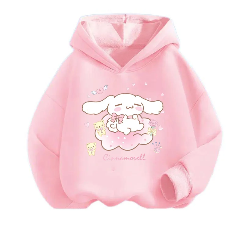 

Kawaii Kuromi Hoodie For Girls Long Sleeve Sweatshirts Children Spring Autumn Sanrio Cartoon Kids Casual Hooded Pullover Tops