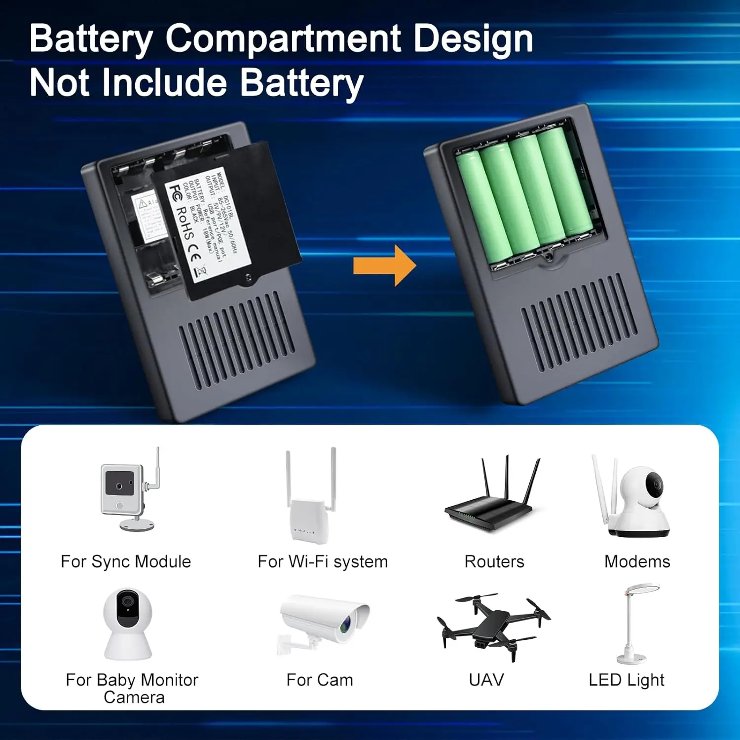 UPS Uninterruptible Power Supply 5V 9V 12V 1018L Mobile Power Supply for Router Modem Security Camera Network POE Power Backup