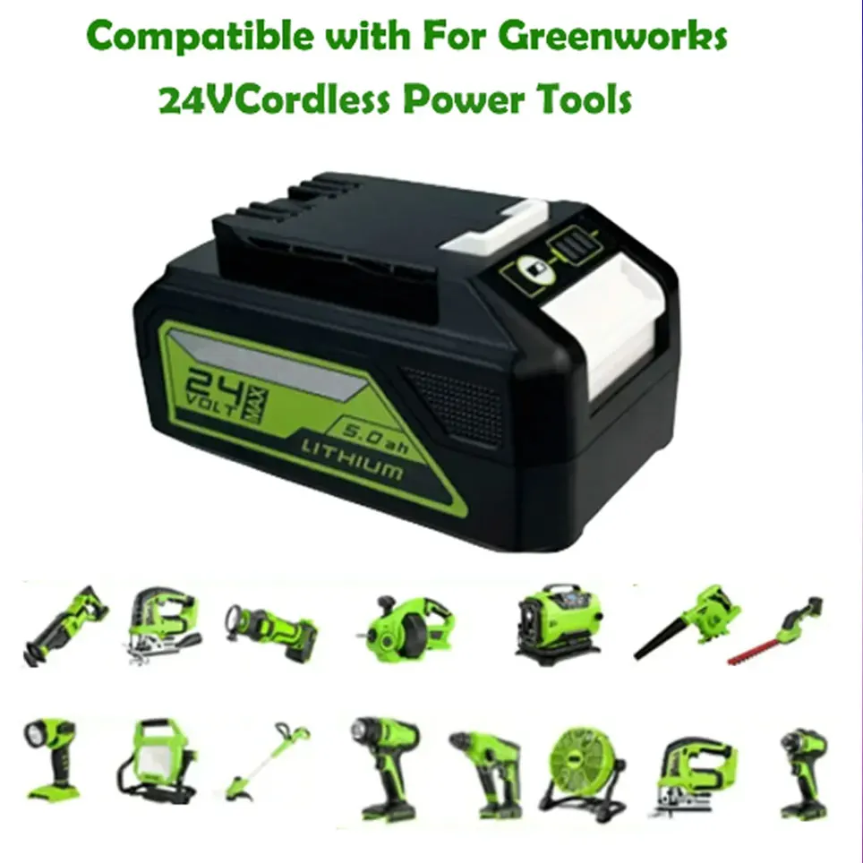 Imagem -04 - Greenworks Bateria de Iões de Lítio 24v 5000mah 6000mah 8000mah Adequado para Bateria Greenworks 100 Brand New