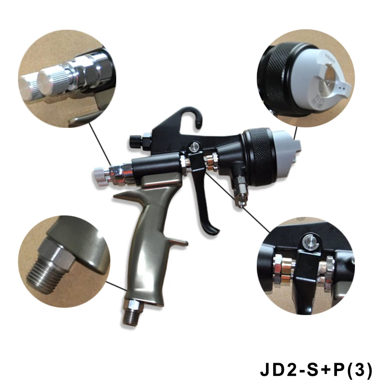 double head dual nozzle spray gun for nano chrome spray A B paint silver nano chrome machine kit  JD2-S+P 3