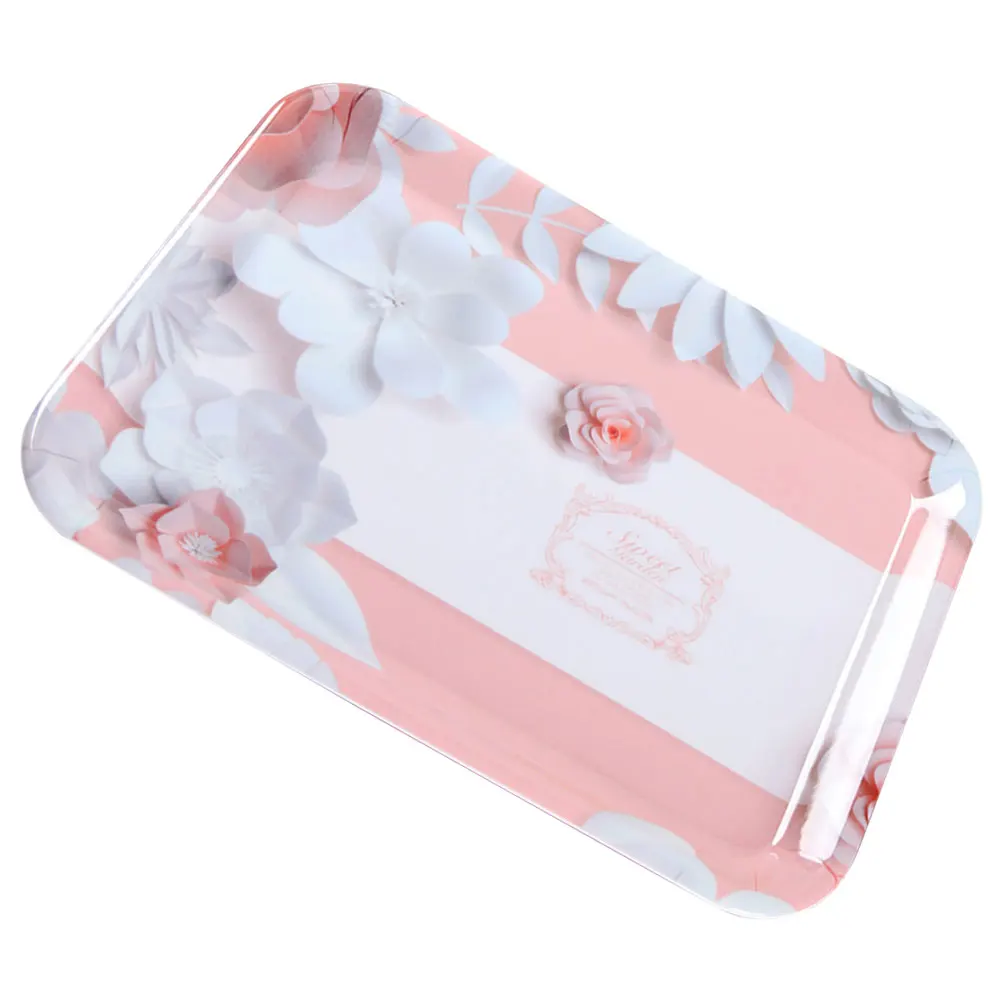 

Rectangular Resin Serving Tray 39x29x2CM Large Capacity Tea Snack Holder Household Decor Party Use Storage Plate