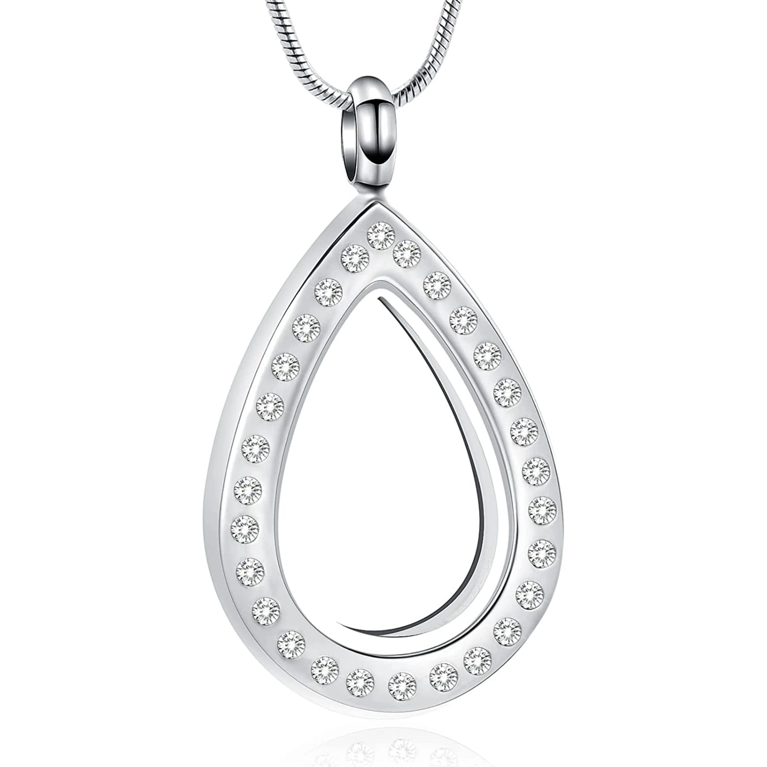 Water Droplets Urn Necklace for Ashes Glass Cremation Jewelry Stainless Steel Keepsake Memorial Ashes Pendant for Women Men