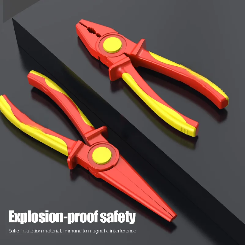 insulated-wire-pliers-plastic-pliers-1000v-high-pressure-tool-electrician's-special-needle-nose-pliers-full-plastic-handle