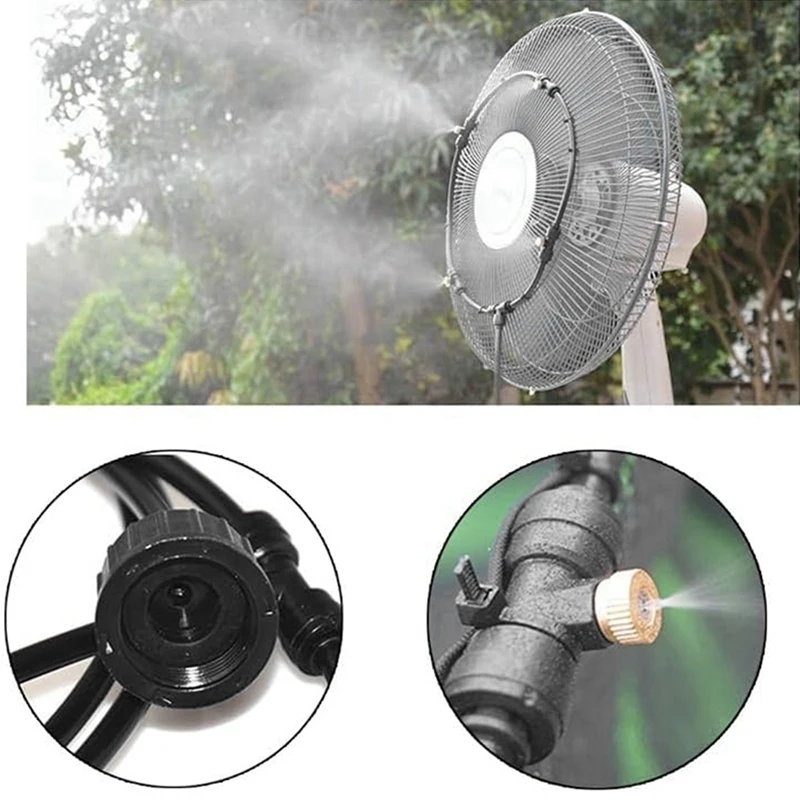 Outdoor Misting Fan Kit, Spray Ring 9.8FT (3Meter) Misting Line For Cooling System, For Cool-Ing Outdoor(Black) Replacement