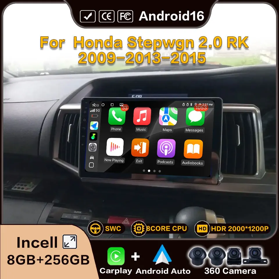 Car Radio For Honda Stepwgn 2.0 RK 2009-2013-2015 Android Navigation Player Multimedia Android Auto Carplay 2Din DVD Stereo DSP