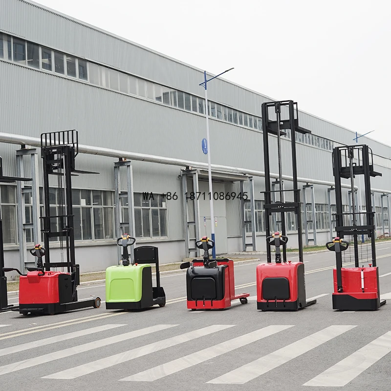 Small Electric Stacker Lifting Semi Electric Stackers Pallet Stacker Walking Electric Stacking Truck Self Loading Forklift