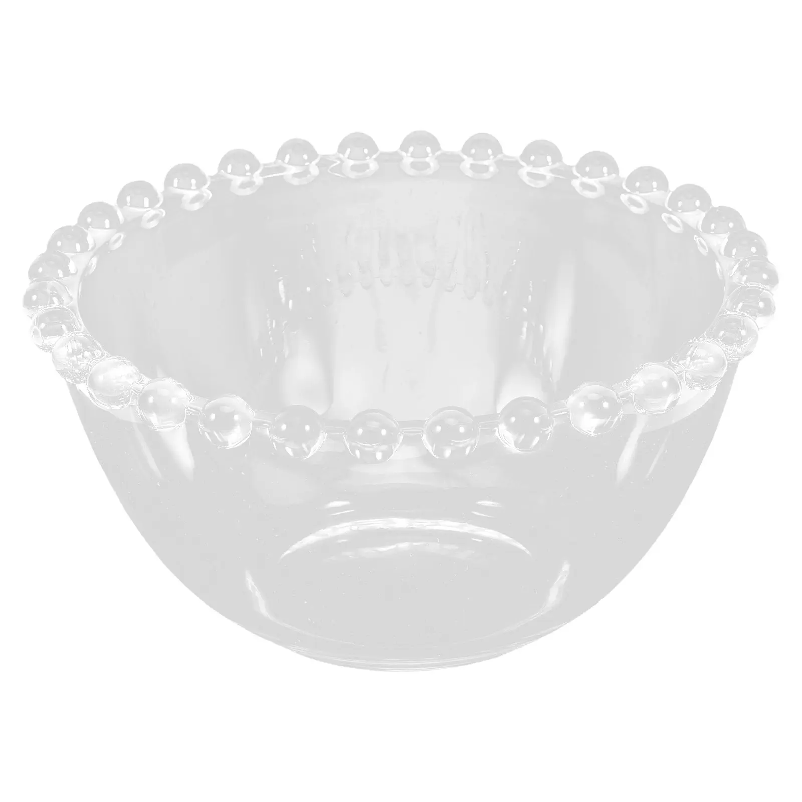 

1Pcs Glass Food Serving Bowl Beads Texture Transparent Kitchen Dessert Plate Salad Fruit Storage Multipurpose Tableware
