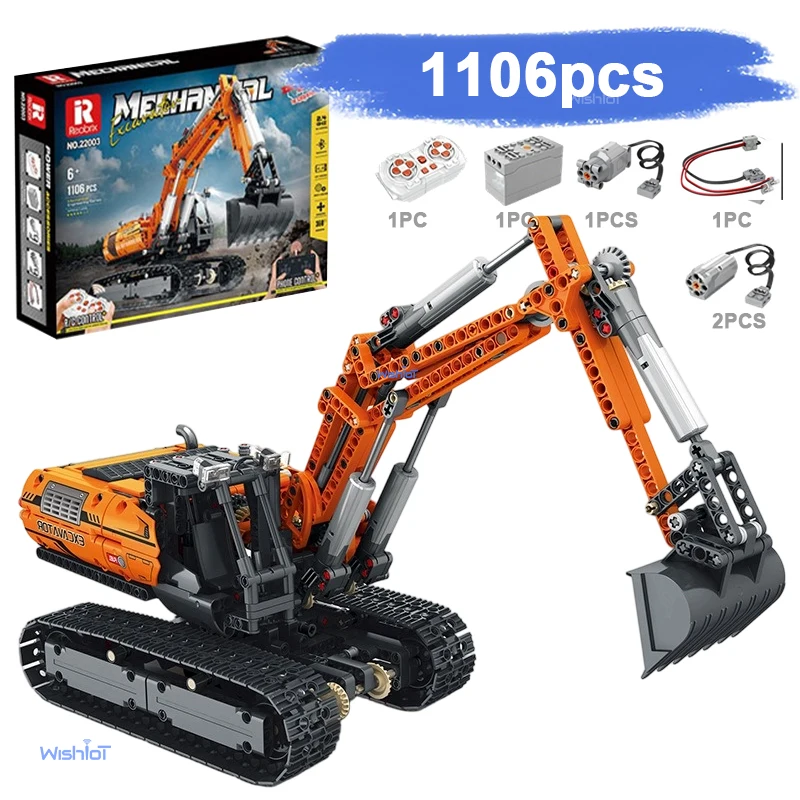 

1106PCS Technical RC Excavator Building Blocks Kit - Remote Control Crawler Engineering Vehicle Model Bricks Toys for Kids Gifts