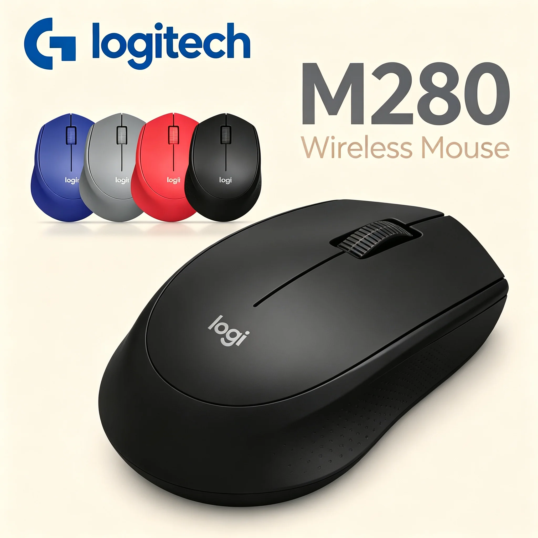 Logitech M280 2.4GHz Wireless Optical Mouse Long Lasting Battery Comfort Grip For Home And Office Work