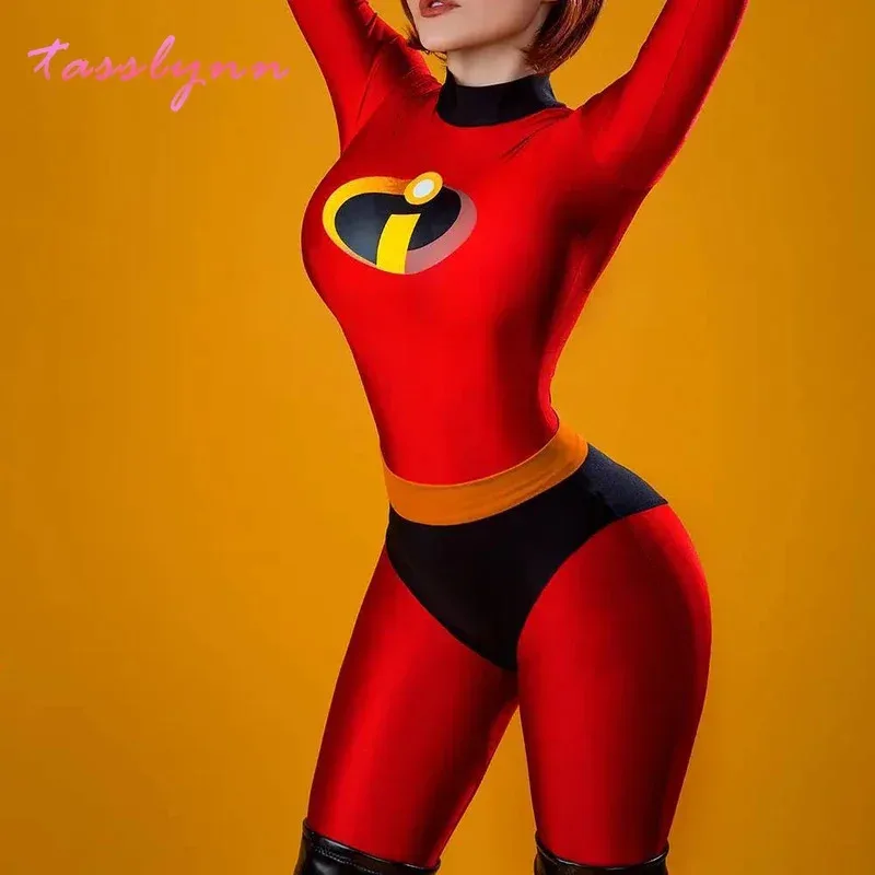 Mère Mme Incroyables Cosplay Elastigirl Hulk Spider famille adulte enfant costume combinaison body Halloween Costumes pour femmes x;4'b,5;y,